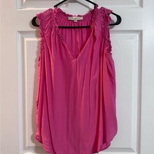Loft Ann Taylor Pink Sleeveless Ruffle neck Women's Top